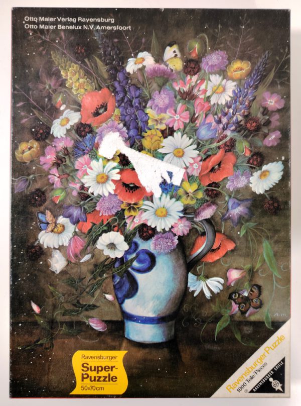 Image of the puzzle 1000, Ravensburger, Meadow Flowers, Sealed Bag, Picture of the box