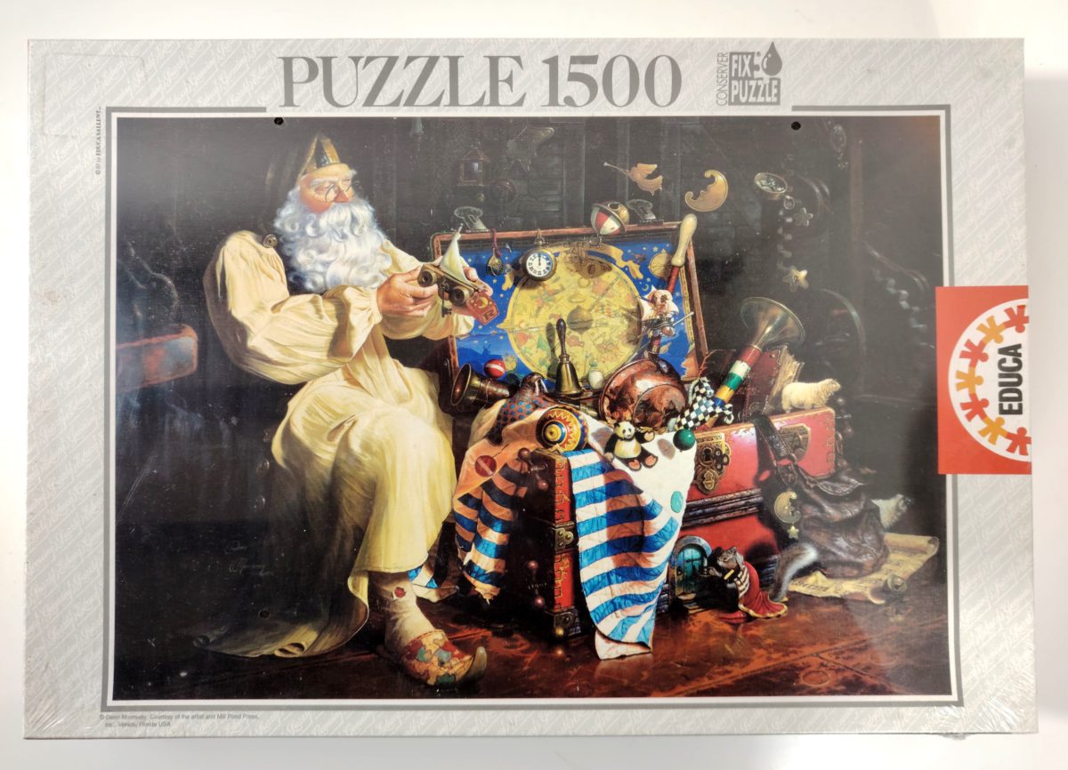 1500, Educa, The Trunk of Dreams, Dean Morrissey, Factory Sealed, Listed by Rare Puzzles Europe Image of the puzzle 1500, Educa, The Trunk of Dreams, Dean Morrissey, Factory Sealed, Picture of the box