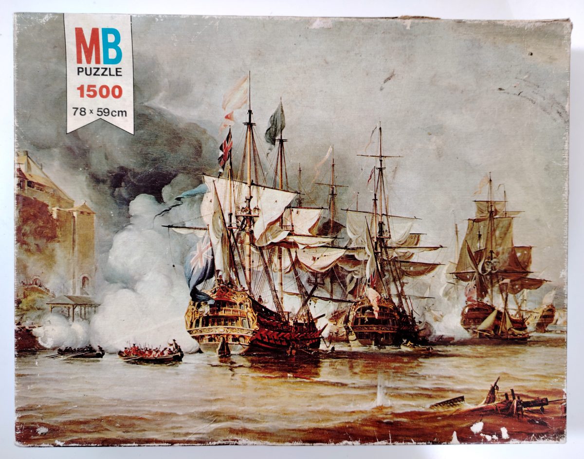 1500, MB, The Capture of Porto Bello, by George Chambers, Sealed Bag, Listed by RarePuzzlesEurope Image of the puzzle 1500, MB, The Capture of Porto Bello, by George Chambers, Sealed Bag, Picture of the box