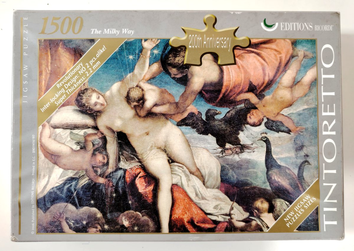 1500, Ricordi, The Origin of the Milky Way, by Tintoretto, Sealed Bag, Listed by RarePuzzlesEurope Image of the puzzle 1500, Ricordi, The Origin of the Milky Way, by Tintoretto, Sealed Bag, Picture of the box