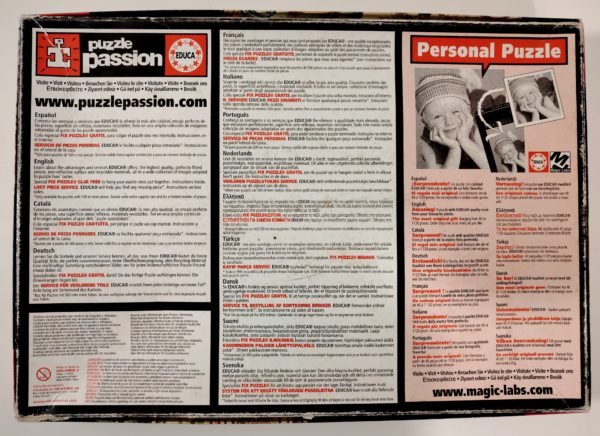 Image of the puzzle 2000, Educa, The Times of the Day, Alphonse Mucha, Sealed Bag, Picture of the back