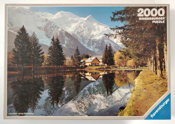 Image of the puzzle 2000, Ravensburger, Mont Blanc, France, Sealed Bag, Picture of the box