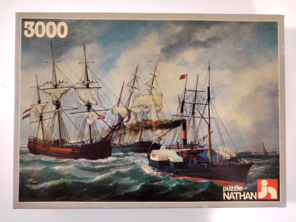 Image of the puzzle 3000, Nathan, Ships Entering Le Havre, by Édouard Adam, Sealed Bag, Picture of the Box