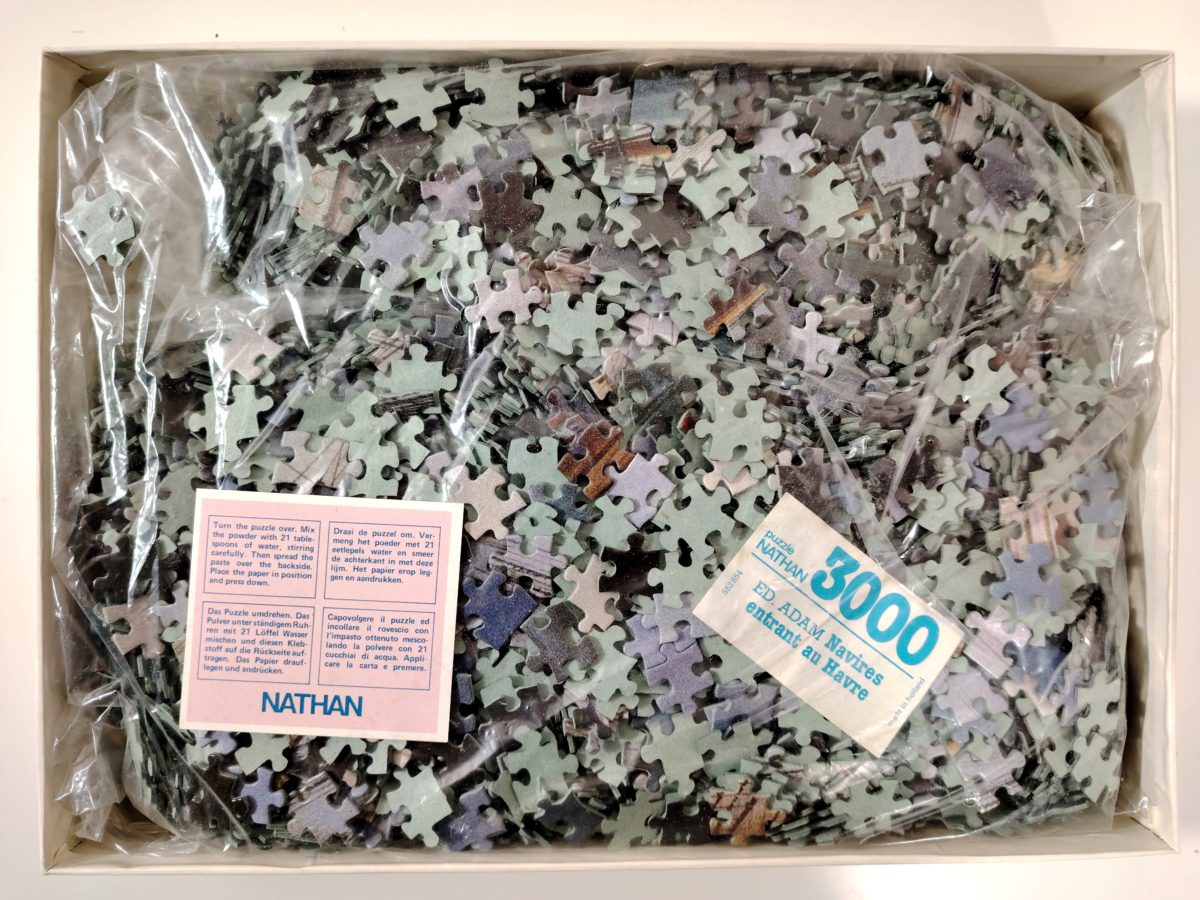 Image of the puzzle 3000, Nathan, Ships Entering Le Havre, by Édouard Adam, Sealed Bag, Picture of the Bag
