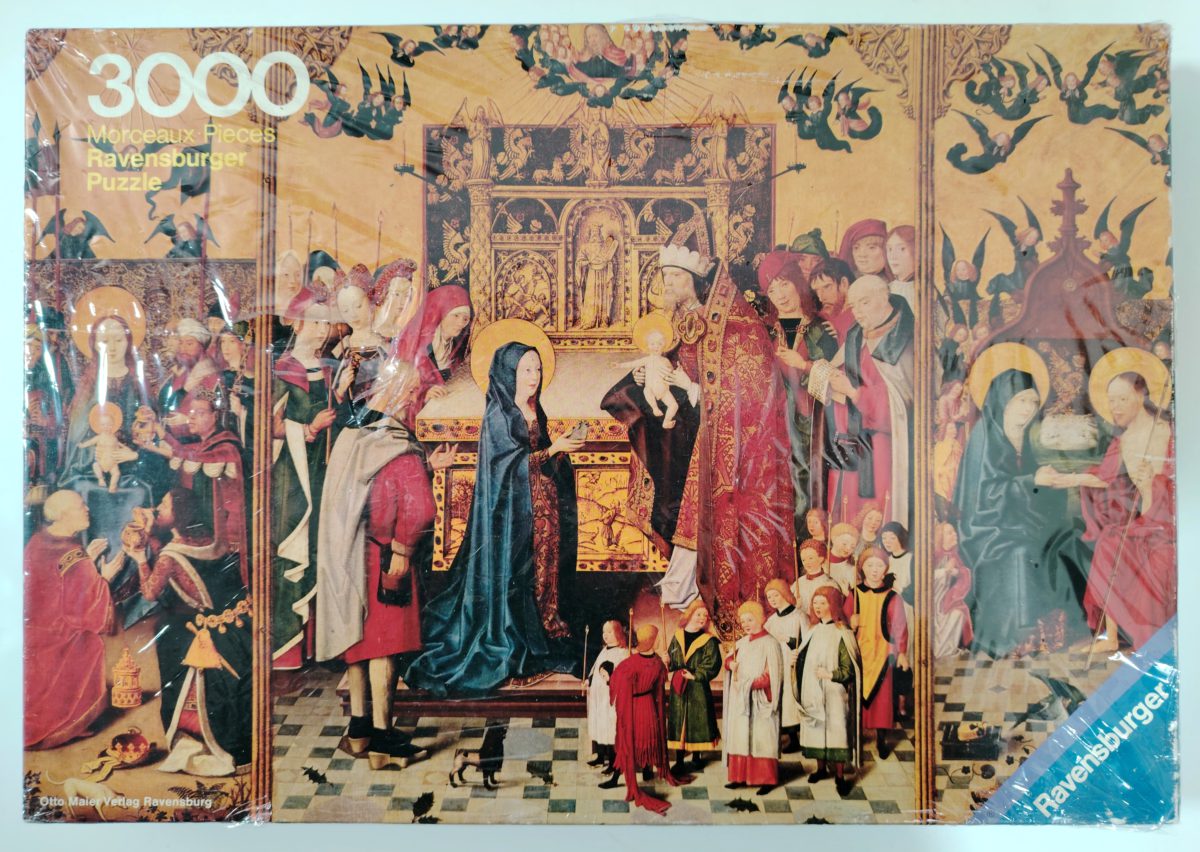 3000, Ravensburger, The Adoration of the Magi, by the Master of the Holy Family the Younger, Factory Sealed, Listed by RarePuzzlesEurope Image of the puzzle 3000, Ravensburger, The Adoration of the Magi, by the Master of the Holy Family the Younger, Factory Sealed, Picture of the box