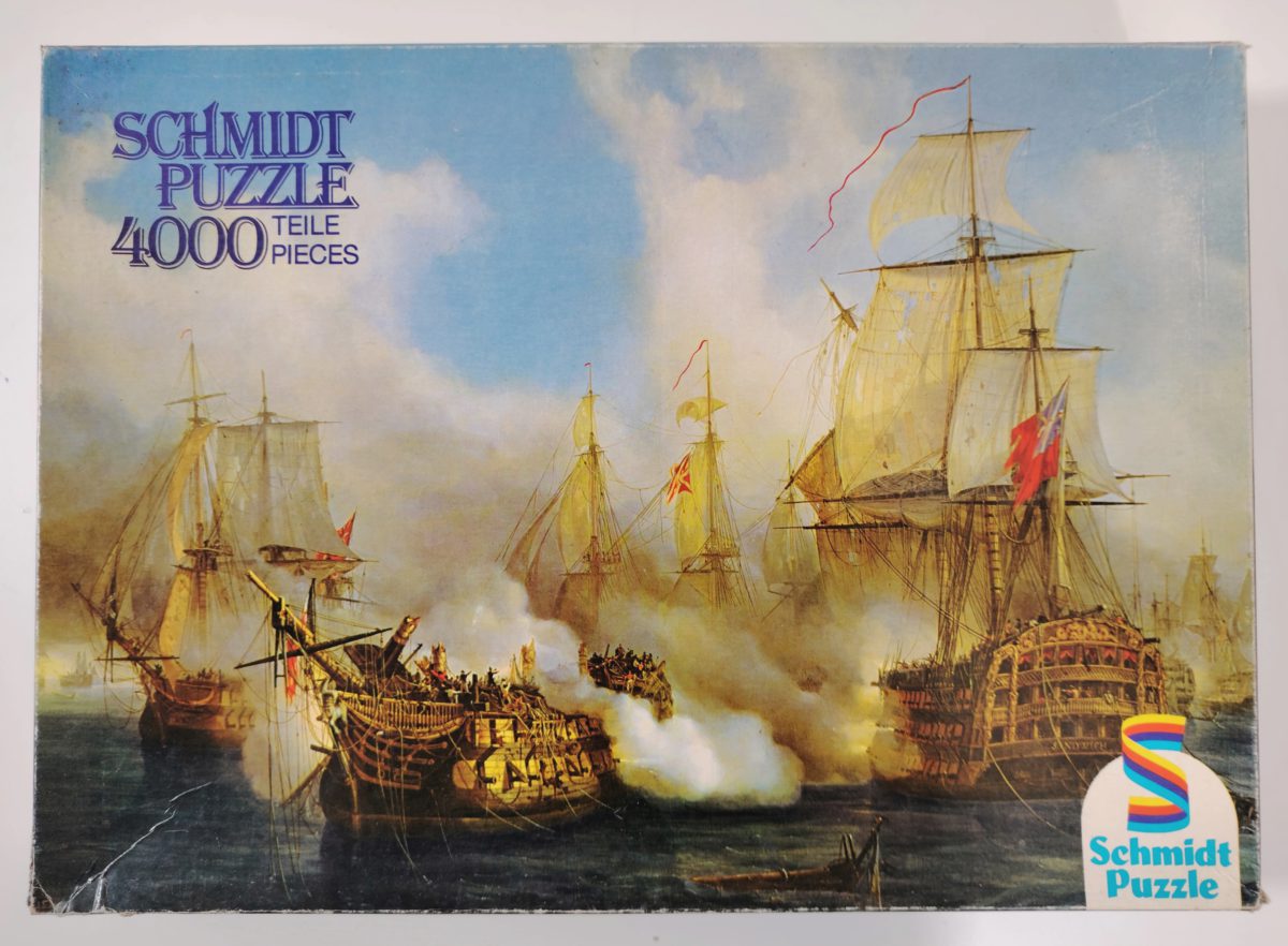 4000, Schmidt, The Battle of Trafalgar, by Auguste Mayer, Sealed Bag, Listed by RarePuzzlesEurope Image of the puzzle 4000, Schmidt, The Battle of Trafalgar, by Auguste Mayer, Sealed Bag, Picture of the box