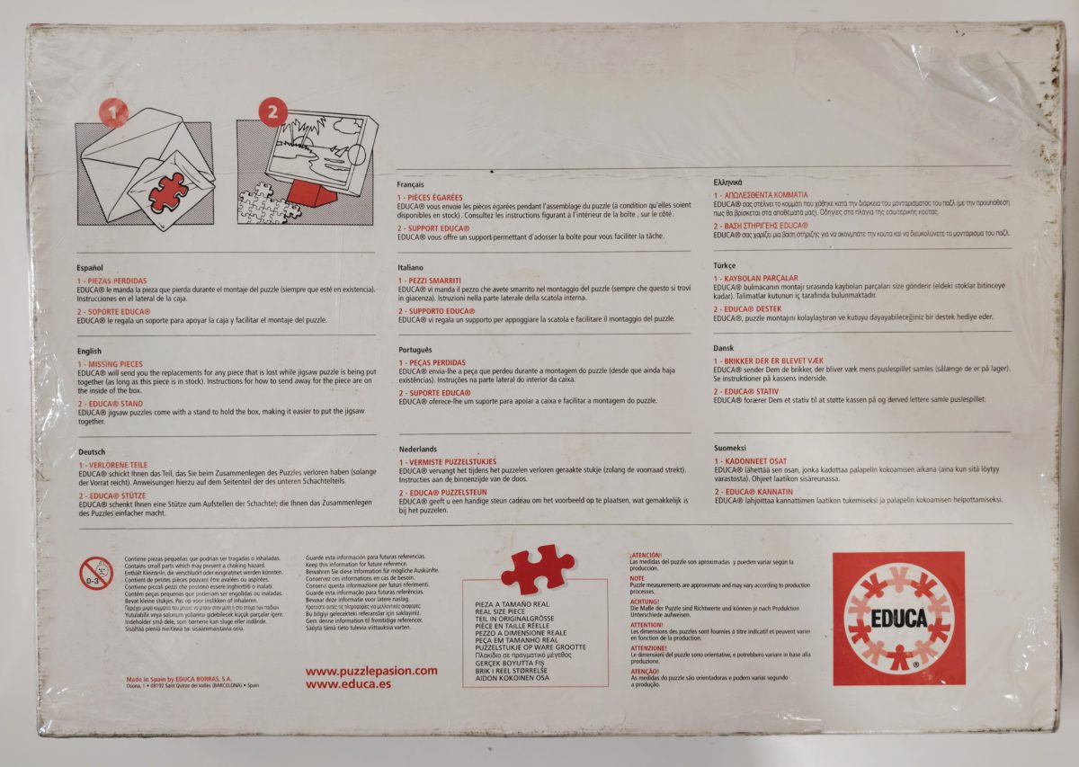 Image of the puzzle 5000, Educa, The Feast of the Gods, Van Balen, Factory Sealed, Picture of the back