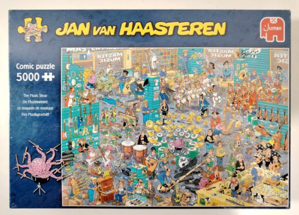 Image of the puzzle 5000, Jumbo, The Music Shop, by Van Haasteren, Factory Sealed, Picture of the box