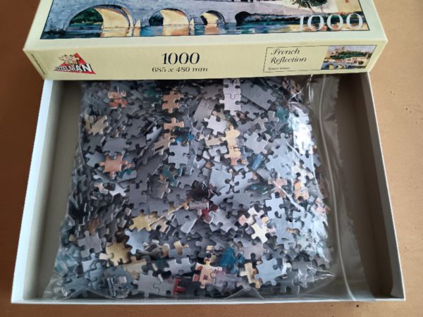 Image of the puzzle 1000, Puzzelman, French Reflection, by Robert Schaar, Complete, Picture of the bag