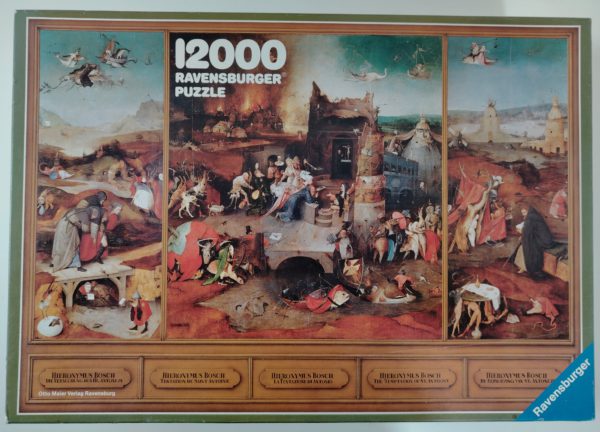 Image of the puzzle 12000, Ravensburger, The Temptation of Saint Anthony, by Hieronymus Bosch, Sealed Bag, Picture of the Box