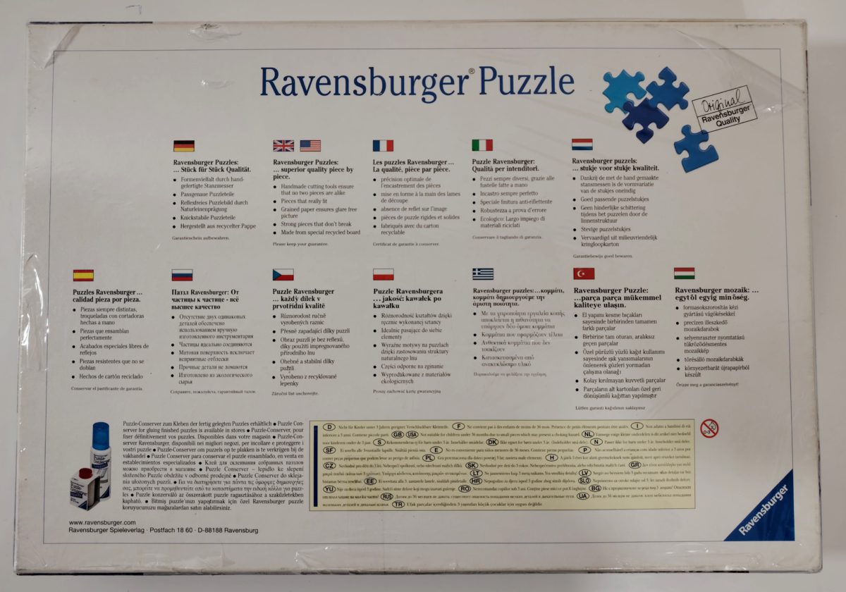 Image of the puzzle 2000, Ravensburger, The Battle of Alexander, by Albrecht Altdorfer, Factory Sealed, Picture of the back