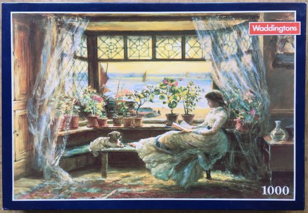 Image of the puzzle 1000, Waddingtons, Reading by the Window, by Charles James Lewis, Sealed Bag, Picture of the box