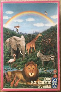 Image of the puzzle 1000, F.X. Schmid, Animal Paradise, by Gervasio Gallardo, Complete, Picture of the box