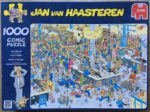 Image of the puzzle 1000, Jumbo, Queued Up!, by Jan van Haasteren, Complete, Picture of the box