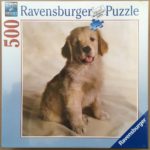 Image of the puzzle 500, Ravensburger, Golden Retriever Pup, Factory Sealed, Picture of the box
