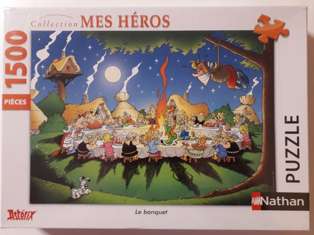 Image of the puzzle 1500, Nathan, Le Banquet, by Goscinny & Uderzo, Factory Sealed, Picture of the box