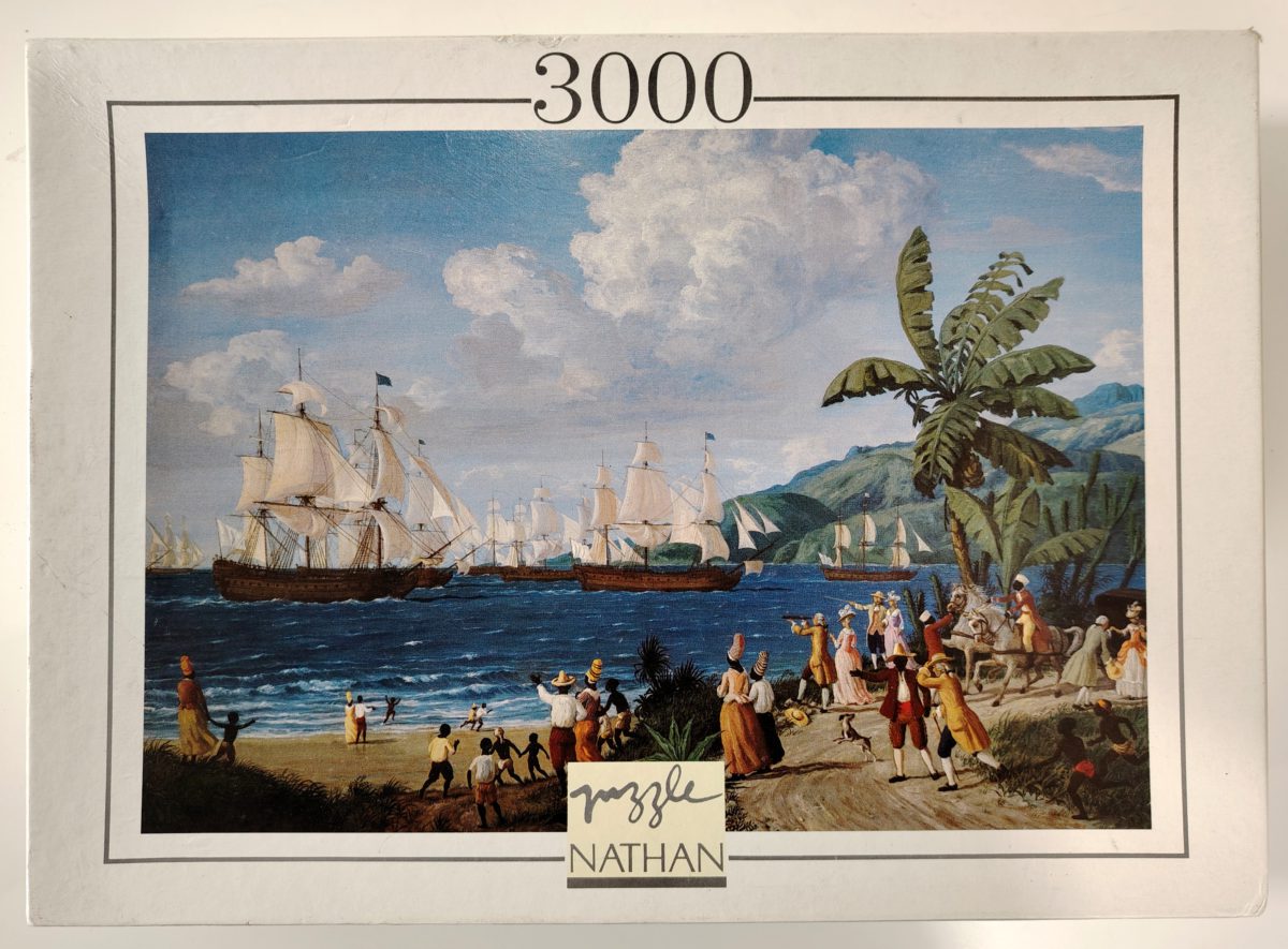 3000, Nathan, The Fleet's Arrival in the Islands, by Gustave Alaux, Factory Sealed, Listed by Rare Puzzles Europe Image of the puzzle 3000, Nathan, The Fleet's Arrival in the Islands, by Gustave Alaux, Factory Sealed, Picture of the box