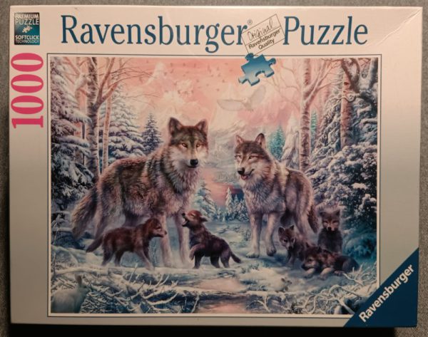 Image of the puzzle 1000, Ravensburger, Arctic Wolves, Factory Sealed, Picture of the box