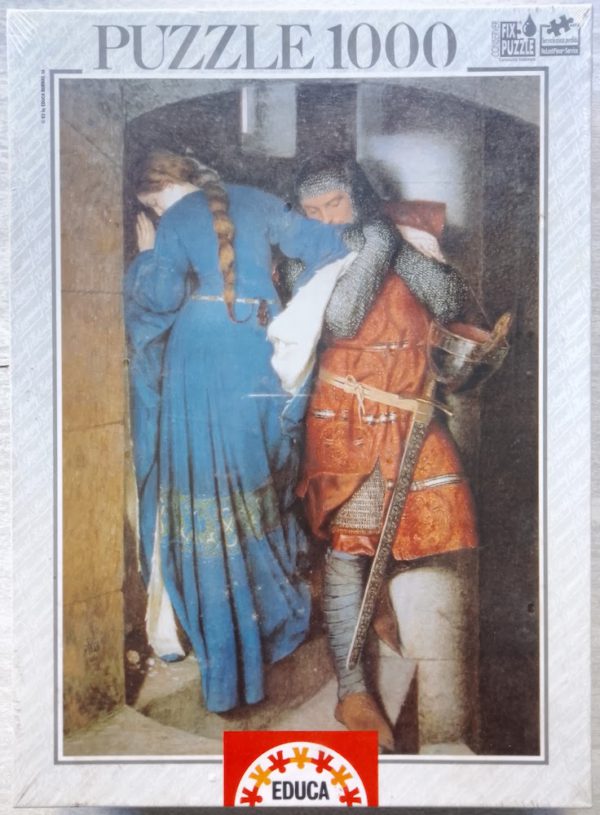 Image of the puzzle 1000, Educa, The Meeting on the Turret Stairs, by Frederick William Burton, Factory Sealed, Picture of the box