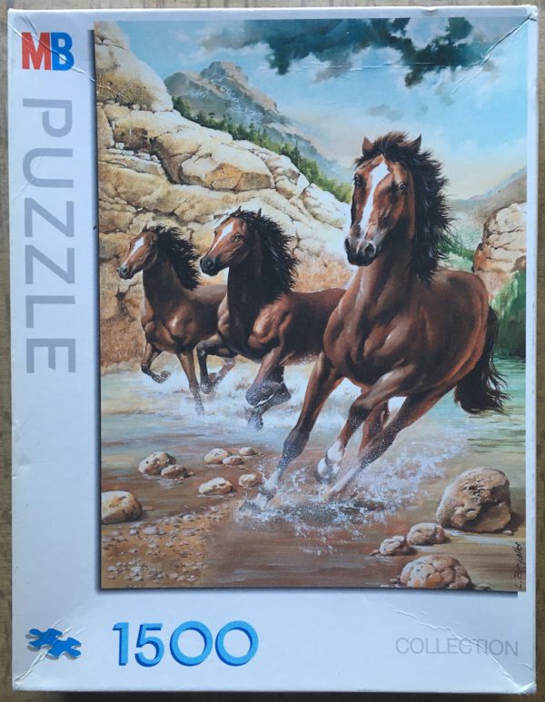 Image of the puzzle 1500, MB, Galloping Horses, by LluĂs BargallĂł, Sealed Bag, Picture of the box