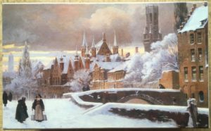 Image of the puzzle 1000, Martoz, The Meebrug in Bruges covered with Snow, by Flori van Acker, Complete, Picture of the box