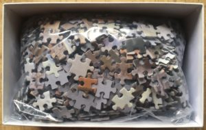 Image of the puzzle 1000, Martoz, The Meebrug in Bruges covered with Snow, by Flori van Acker, Complete, Picture of the bag