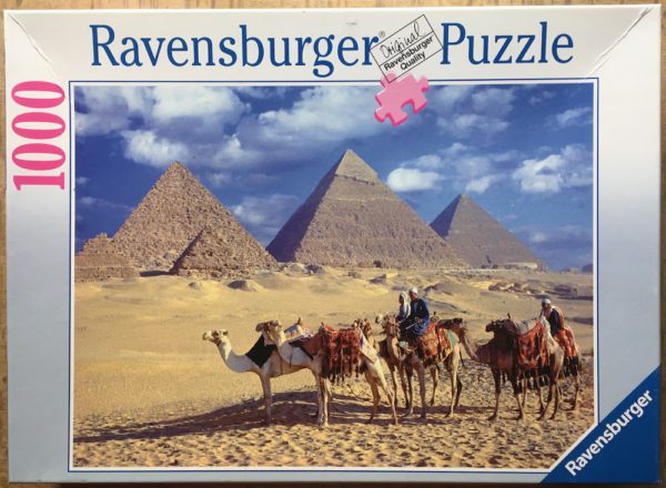 Image of the puzzle 1000, Ravensburger, Pyramids of Ghiza, Egypt, Incomplete, Picture of the box