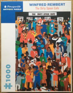 Image of the puzzle 1000, Pomegranate, The Dirty Spoon Cafe, by Winfred Rembert, Complete, Picture of the box