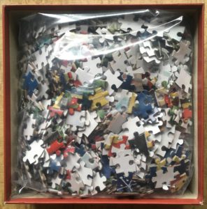 Image of the puzzle 1000, Lang, All Aboard, by Susan Winget, Complete, Picture of the bag