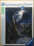 Image of the puzzle 1500, Ravensburger, The Dark Blue Dragon, by Linda M. Jones, Factory Sealed, Picture of the box