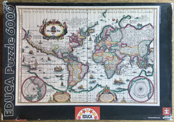 Image of the puzzle 6000, Educa, Ancient Map of the World, Willem Blaeu, Sealed Bag, Picture of the box