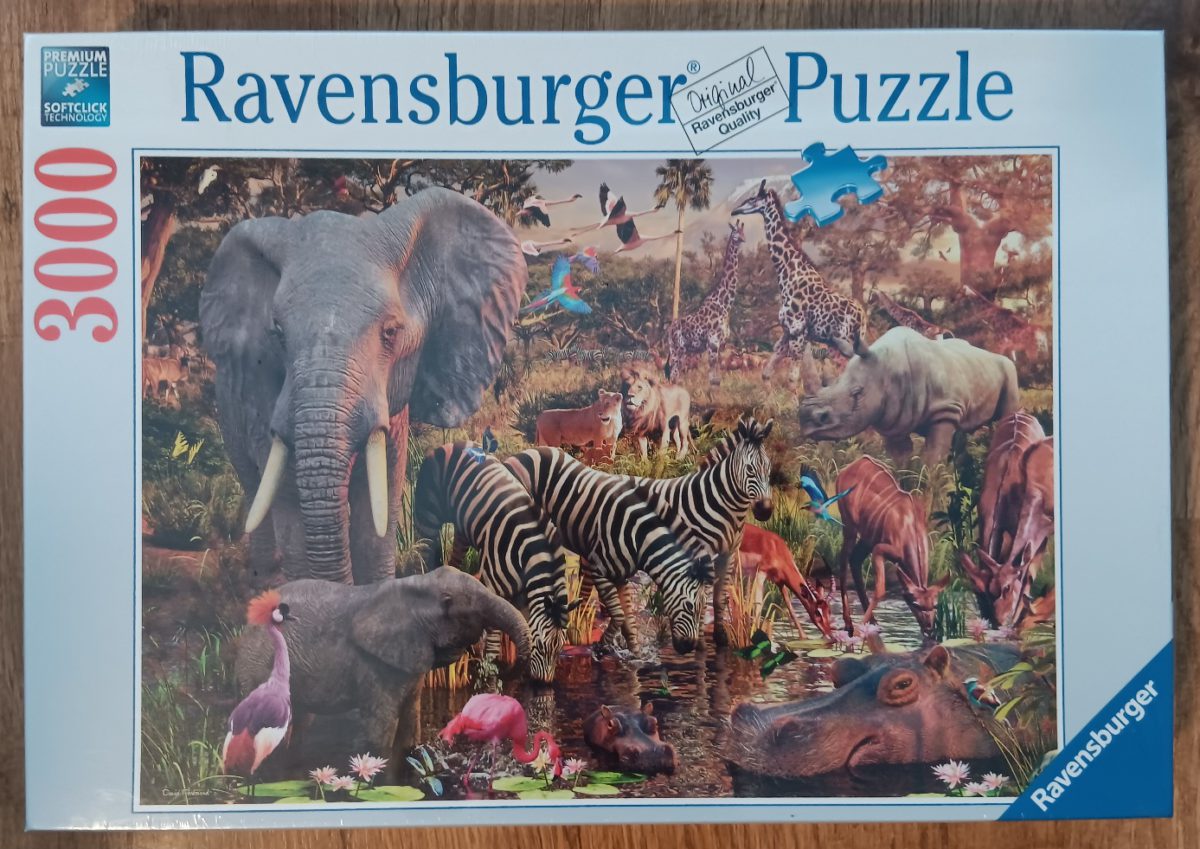 Image of the puzzle 3000 Ravensburger, African Animal World, David Penfound, Factory Sealded, Picture of the box