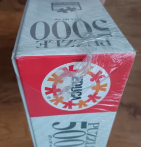 Image of the puzzle 5000, Educa, The Feast of the Gods, Van Balen, Factory Sealed, Picture of the corner