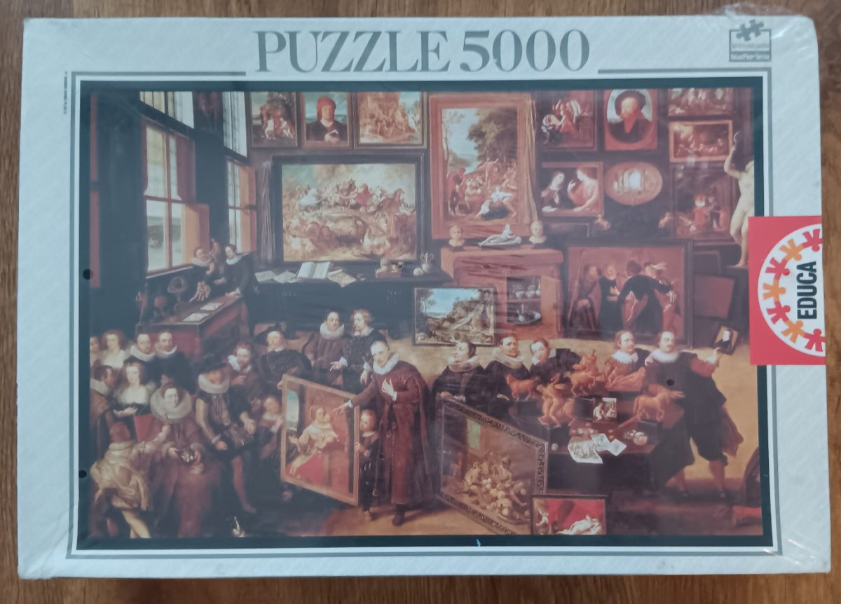 5000, Educa, The Gallery of Cornelis van der Geest, by Willem van Haecht, Factory Sealed, Listed by Emilia Image of the puzzle 5000, Educa, The Gallery of Cornelis van der Geest, by Willem van Haecht, Factory Sealed, Picture of the box