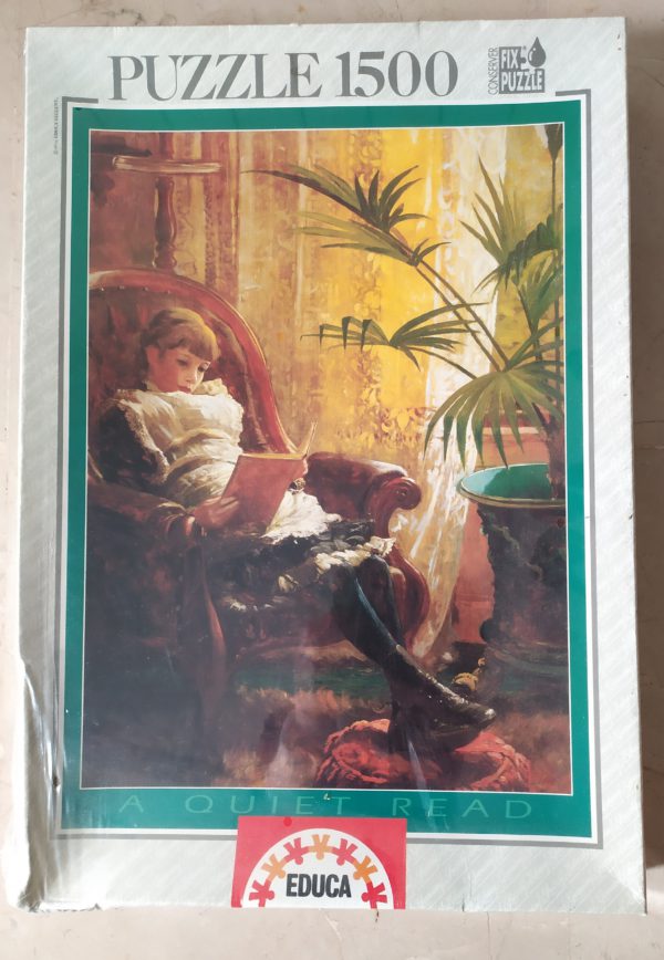 Image of the puzzle 1500, Educa, A Quiet Read, Glendening, Factory Sealed, Picture of the box