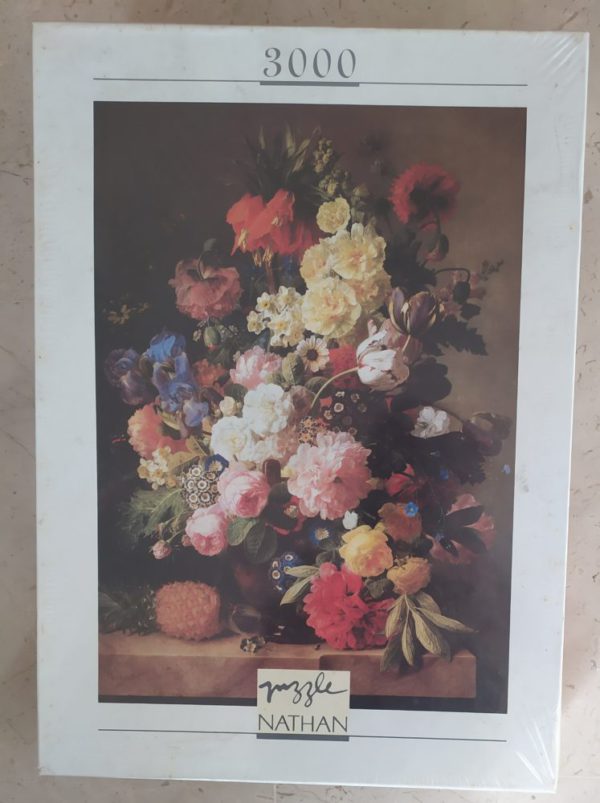 Image of the puzzle 3000, Nathan, Still Life with Flowers and a Pineapple, by Jan Frans van Dael, Factory Sealed, Picture of the box