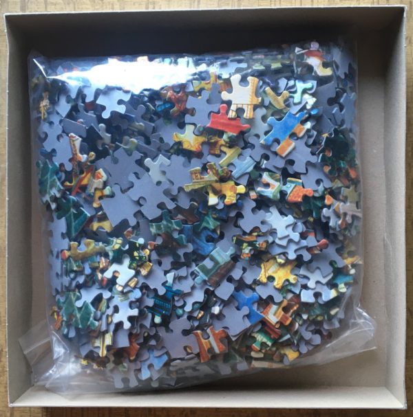 Image of the puzzle 1000, SunsOut, Carousel on the Square, by Susan Brabeau, Complete, Picture of the bag