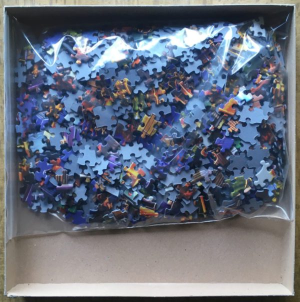 Image of the puzzle 1000, SunsOut, Maple Spring Retreat, by Geno Peoples, Complete, Picture of the bag