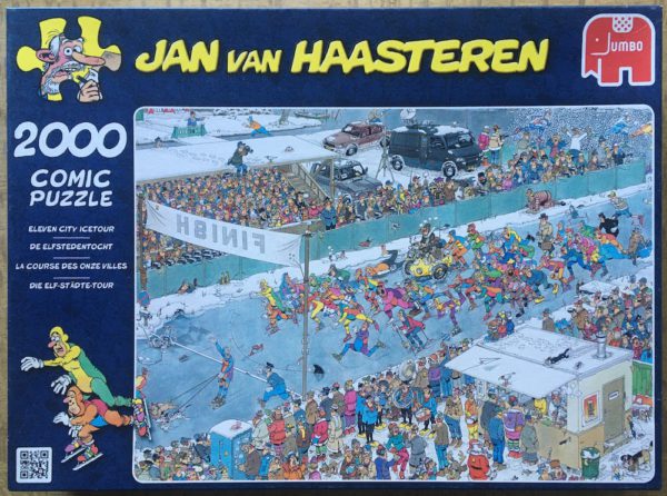 Image of the puzzle 2000, Jumbo, Eleven City Icetour, by Jan van Haasteren, Complete, Picture of the box