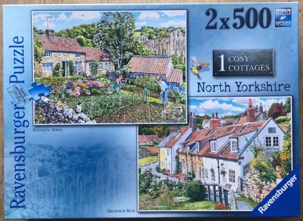 Image of the puzzle 2x500, Ravensburge, Cozy Cottages No 1, North Yorkshire, by Trevor Mitchell, Complete, Picture of the box