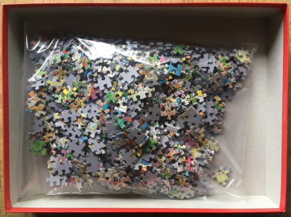 Image of the puzzle 1000, Jumbo, The Garden Center, by Jan van Haasteren, Complete, Picture of the bag