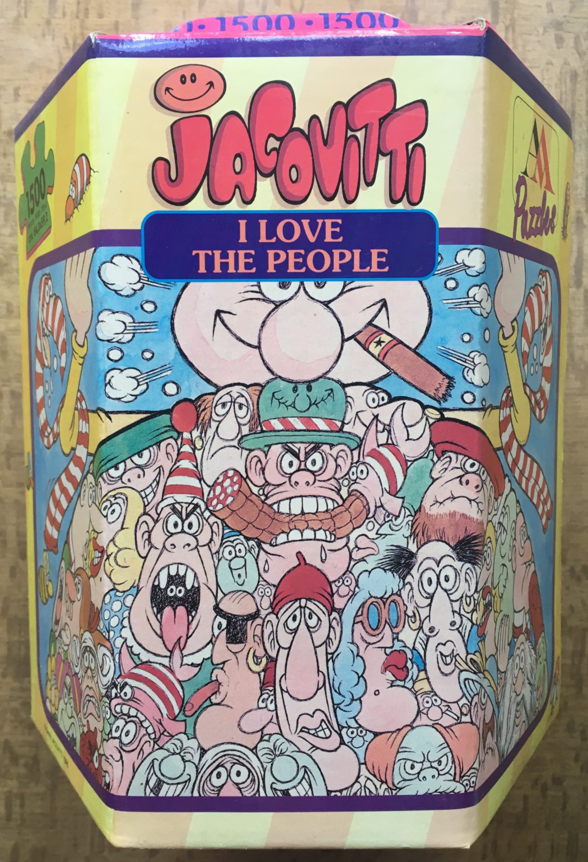 1500, Auguri Mondadori, I Love the People, Jacovitti, Sealed Bag Image of the puzzle 1500, Auguri Mondadori, I Love the People, Jacovitti, Picture of the box