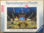 Image of the puzzle 1000, Ravensburger, Monte Carlo Circus, by Sally Caldwell Fischer, Complete, Picture of the box