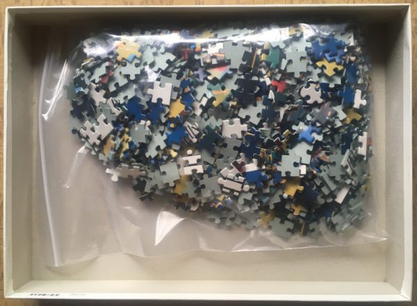 Image of the puzzle 1000, Ravensburger, Monte Carlo Circus, by Sally Caldwell Fischer, Complete, Picture of the bag