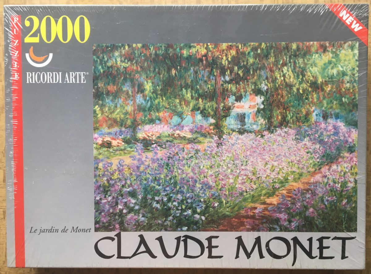 2000, Ricordi, Irises in Monet's Garden, by Claude Monet. Factory Sealed, 2025-03-12 Image of the puzzle 2000, Ricordi, Irises in Monet's Garden, by Claude Monet. Factory Sealed, Picture of the box