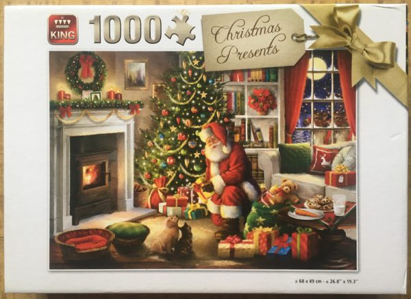 Image of the puzzle 1000, Jumbo, Christmas Presents, by Simon Treadwell, Complete, Picture of the box