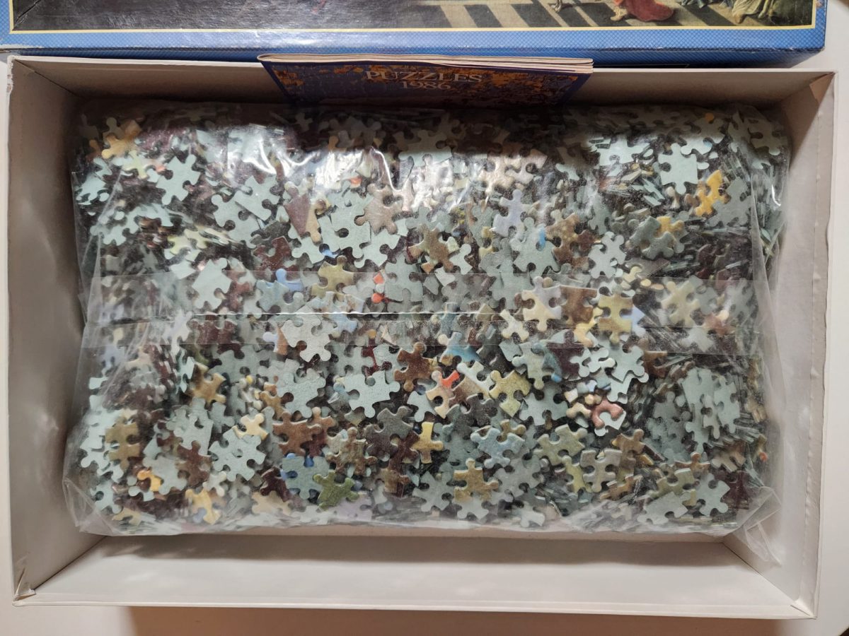 Image of the puzzle 4000, MB, Ball on the Terrace of a Palace, by Hieronymus Janssens, Sealed Bag, Picture of the bag