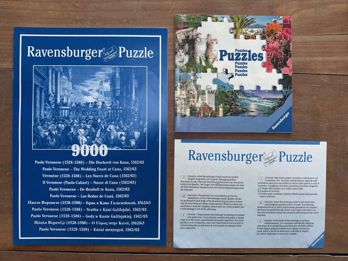 Image of the puzzle 9000, Ravensburger, The Wedding Feast at Cana, by Paolo Veronese, Complete, Picture of the brochures