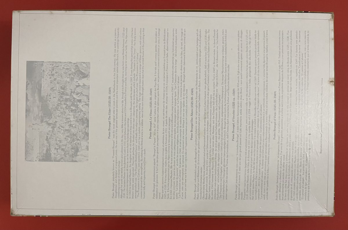 Image of the puzzle 5000, Falcon, Procession to Calvary, Bruegel, Sealed Bag, Picture of the back