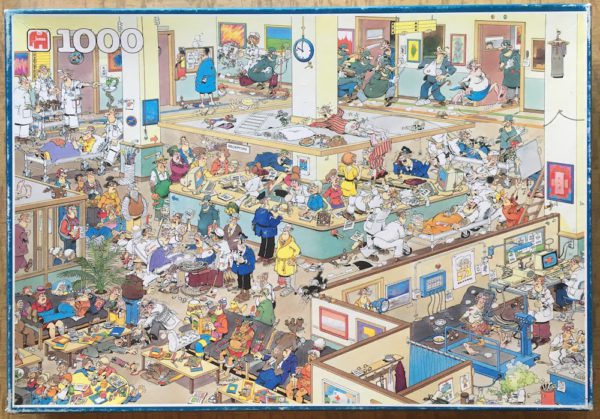 Image of puzzle 1000, Jumbo, Get Well Soon!, by Jan van Haasteren, Incomplete, Picture of the box